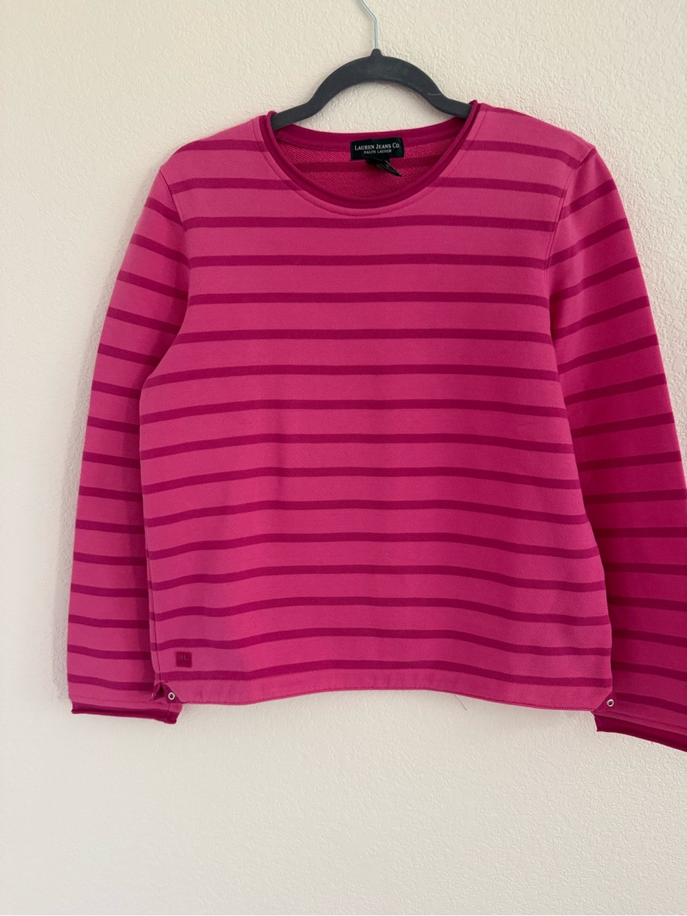 Ralph Lauren Pink Striped Crewneck Sweater